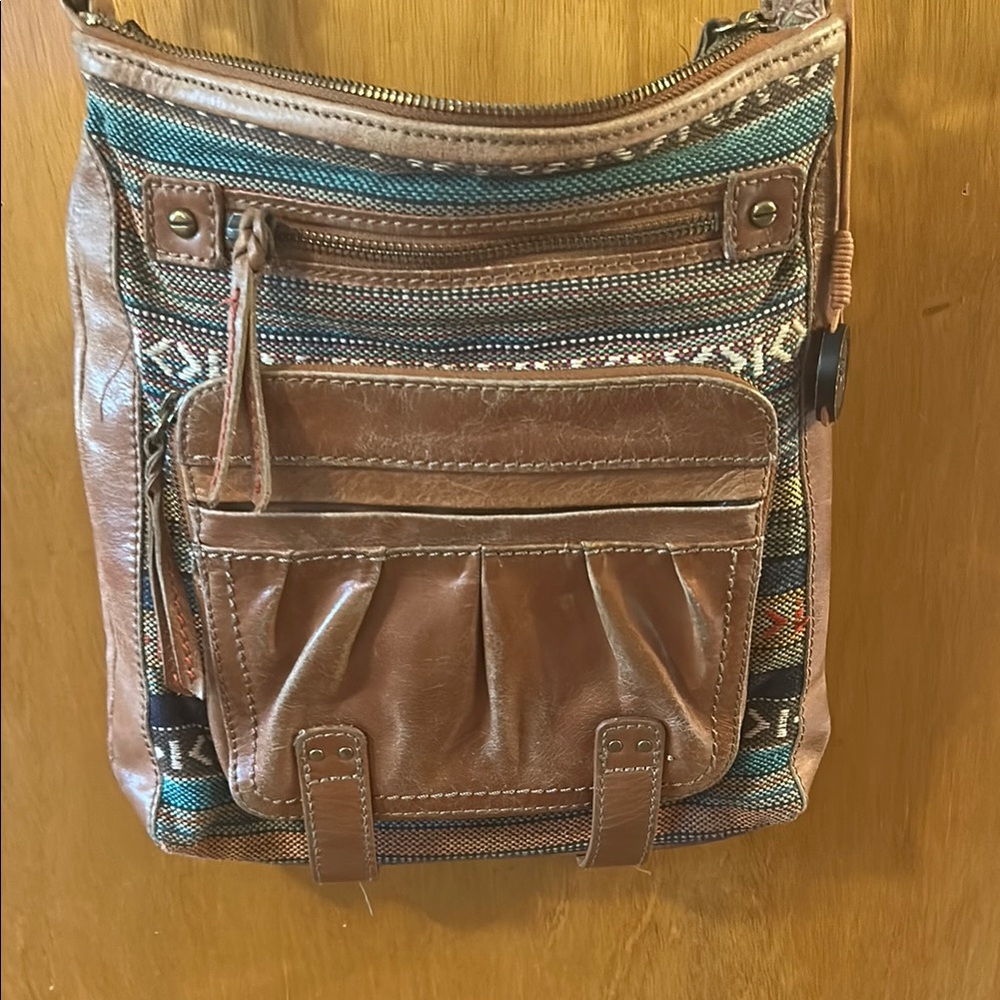 Brown and Blue Patterned Women's Bag